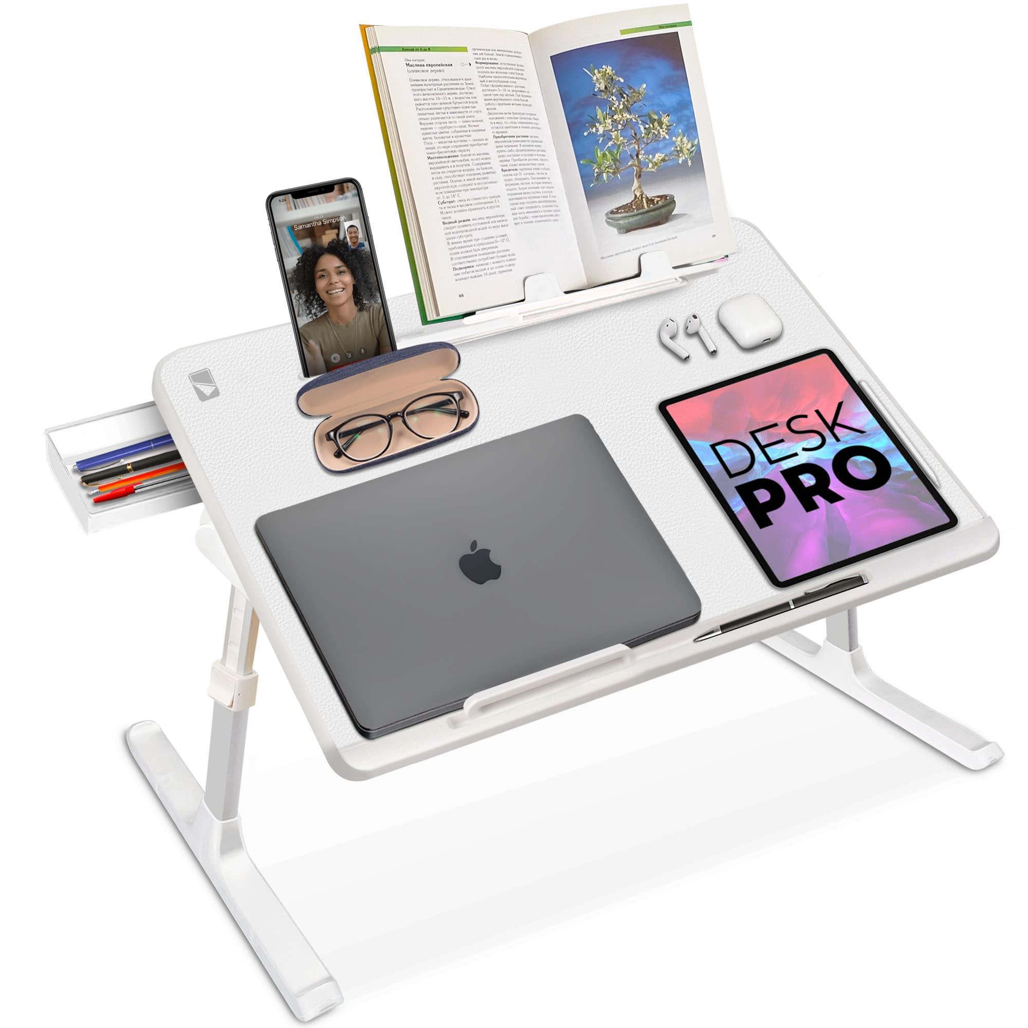 Lap Desk Laptop Bed Table: Fits up to 15.6 inch Laptop Computer lapdesk  with Soft Pillow and Storage Bag - Padded Lap Work Tray and Gaming Desk on  Bed